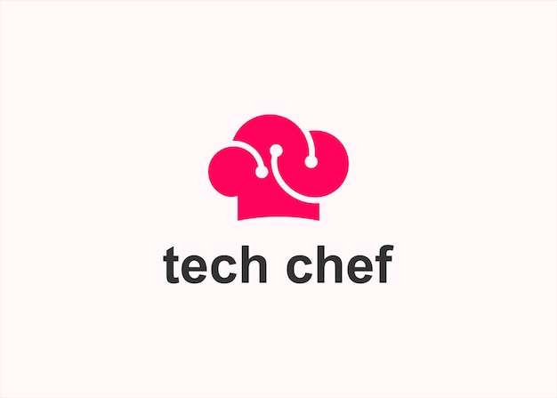 tech chef logo design vector silhouette illustration