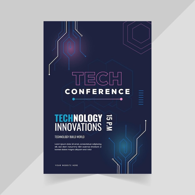 Tech Conference Technology Innovations Flyer Design Template in Black Background