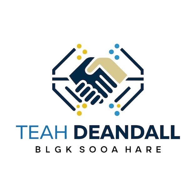 tech deal handshake logo design template