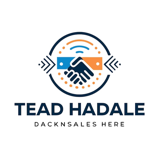 tech deal handshake logo design template