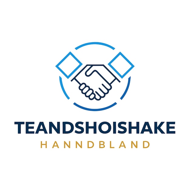 tech deal handshake logo design template