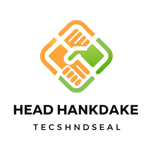 Vector tech deal handshake logo design template