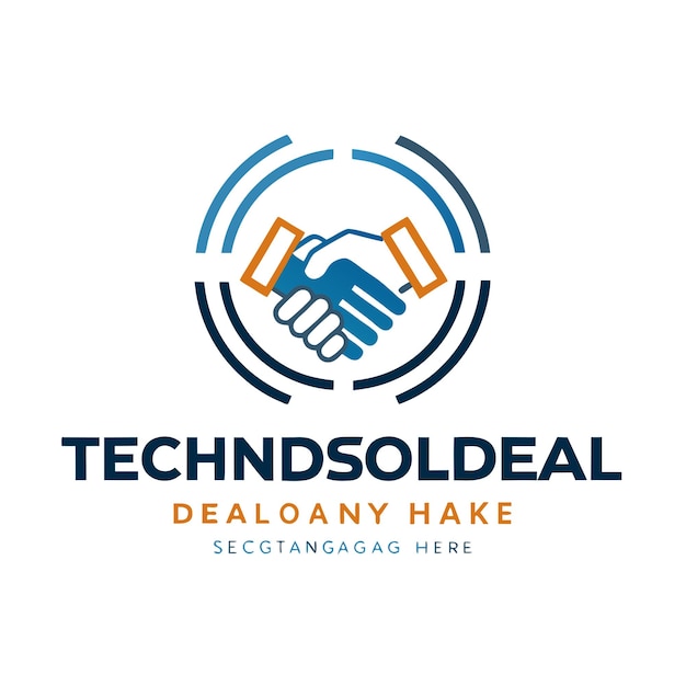 Vector tech deal handshake logo design template