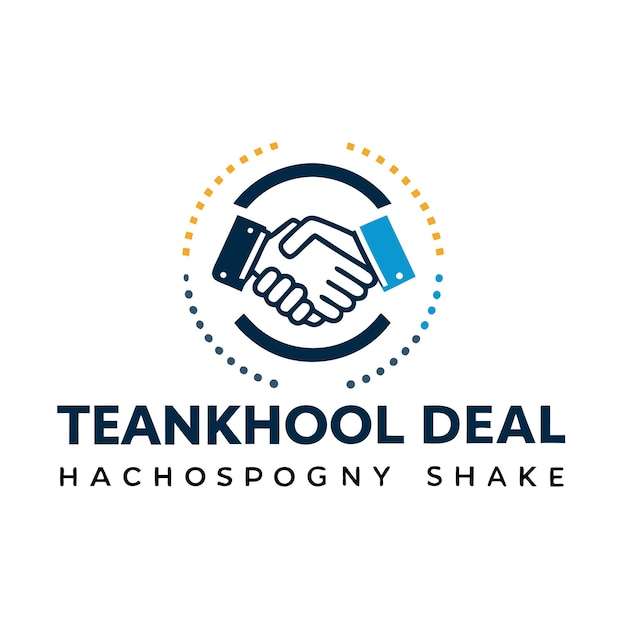 tech deal handshake logo design template