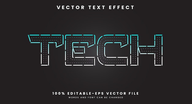 Vector tech editable text effect with lighting effect