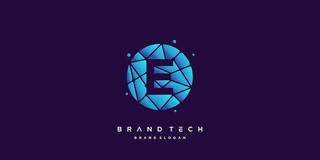 Tech logo E with creative molecule style vector part 2