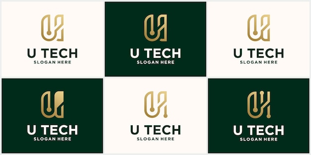 tech logo Letter Initial U Logo design with color combination