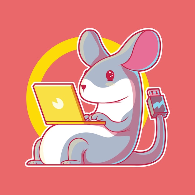 Tech Mouse  illustration. Technology, computer, business design concept.