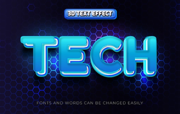 Tech shiny blue 3d editable text effect