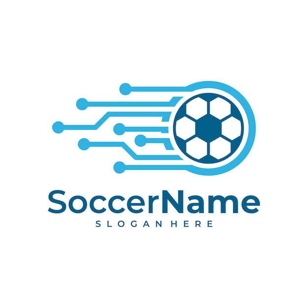 Tech Soccer logo template Football Tech logo design vector