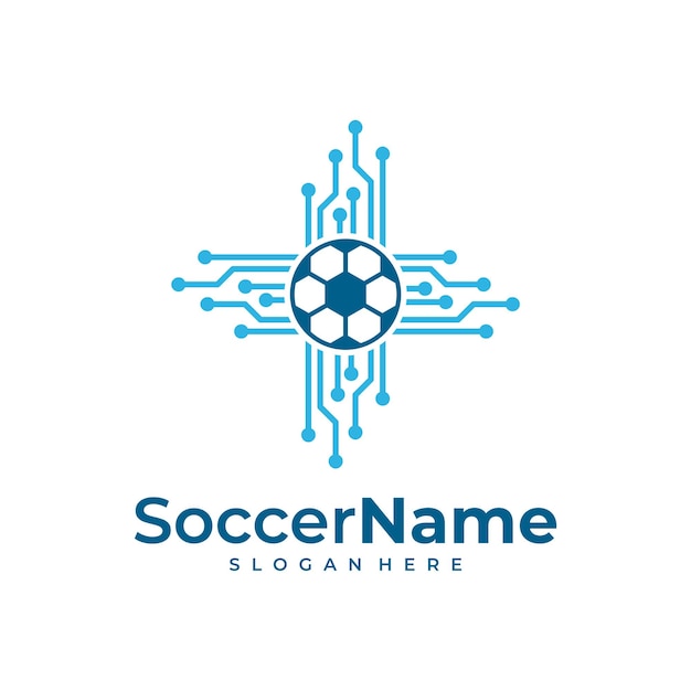 Tech Soccer logo template Football Tech logo design vector