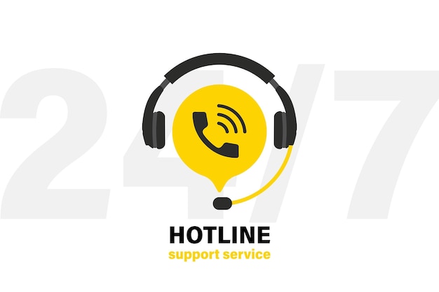 Tech support Headphones with microphone and chat speech bubble. Support service for user consultation. Customer Support Icon. Operator, secretary. Call center 24-7. Hotline support service