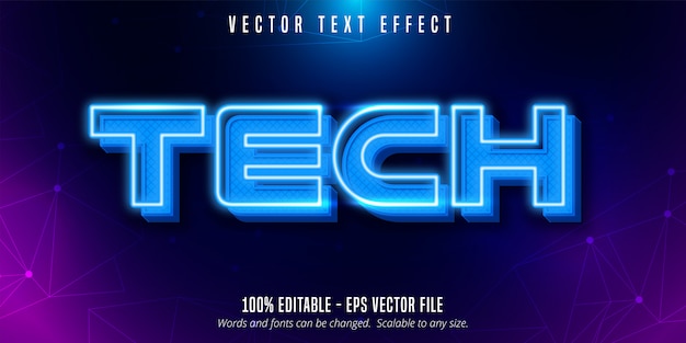 Tech text, neon style editable text effect