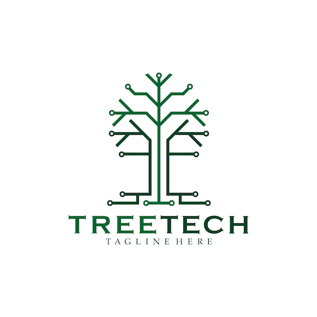 tech tree electrical circuit digital logo vector icon