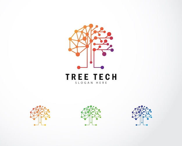 Tech tree electrical circuit digital logo vector icon