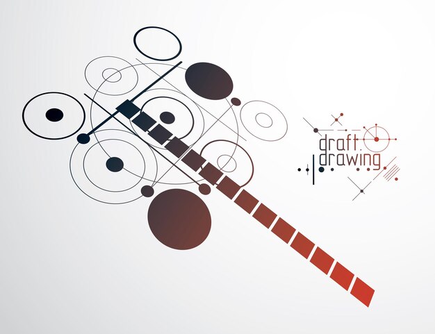 Vector technical plan, abstract engineering draft for use in graphic and web design. vector drawing of industrial system created with lines and circles. artistic graphic illustration.