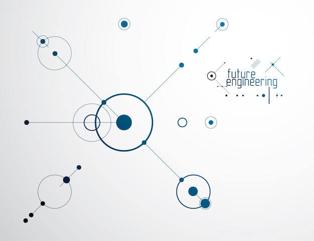 Technical plan, abstract engineering draft for use in graphic and web design. Vector drawing of industrial system created with lines and circles.