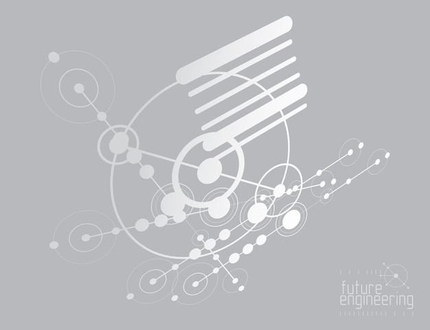 Vector technical plan, abstract engineering draft for use in graphic and web design. vector drawing of industrial system created with lines and circles.