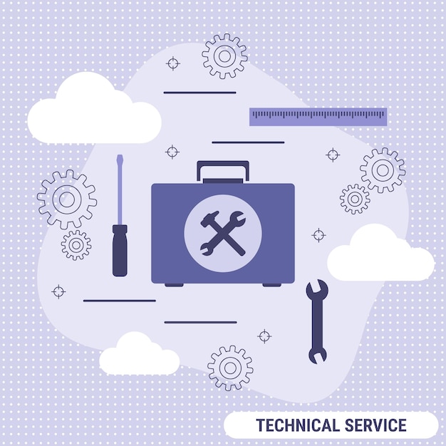 Vector technical service flat design style vector concept illustration