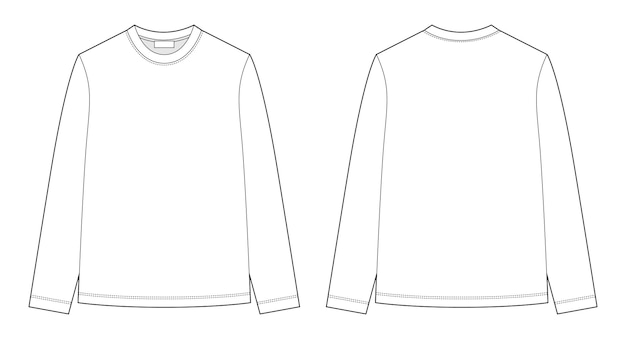 Technical sketch long sleeve tshirt Kids wear jumper design template