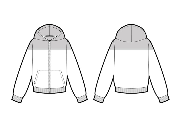 Technical sketch of man hooded sweatshirt in vector graphic. Vector template