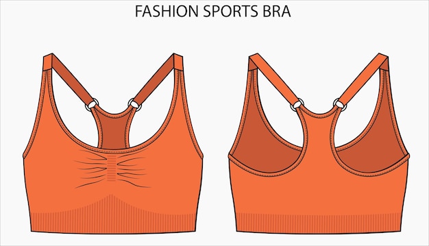 Technical Sketch of RACER BACK SPORTS BRA in editable vector sketch