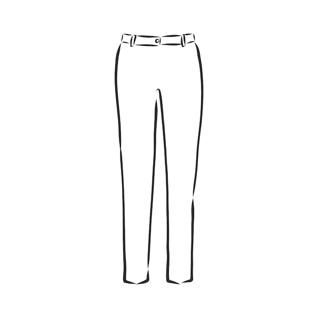 Technical sketch of trousers, classic trousers, vector sketch illustration