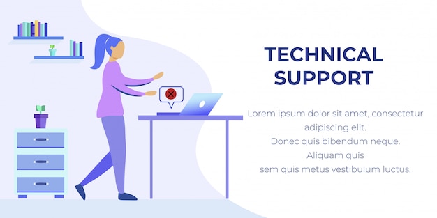 Technical Support Banner with Woman found PC Error