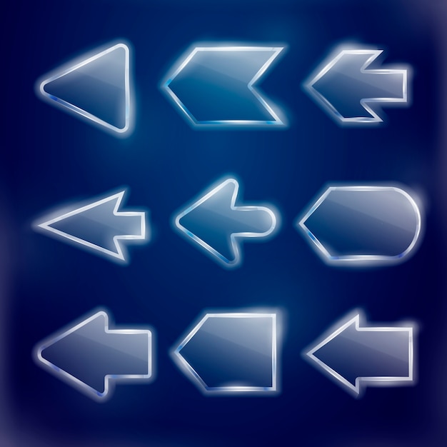 Technical translucent arrows set  on blue background