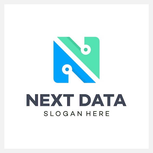 Techno Data logo design letter N