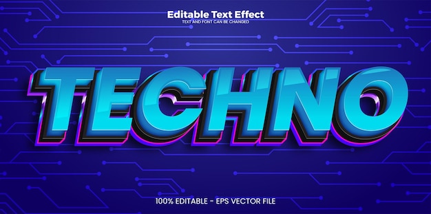 Techno editable text effect in modern trend style