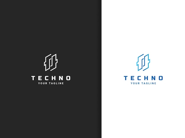 Techno logo design letter f line style