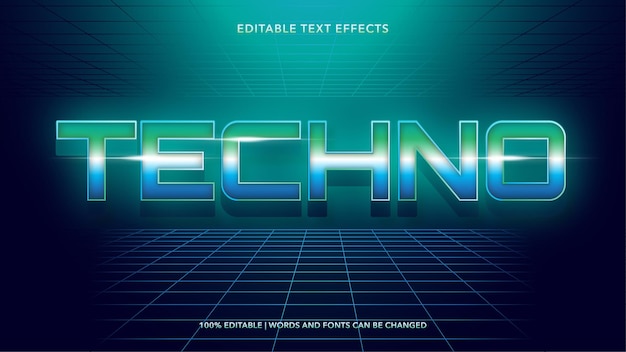 Techno text effects template design