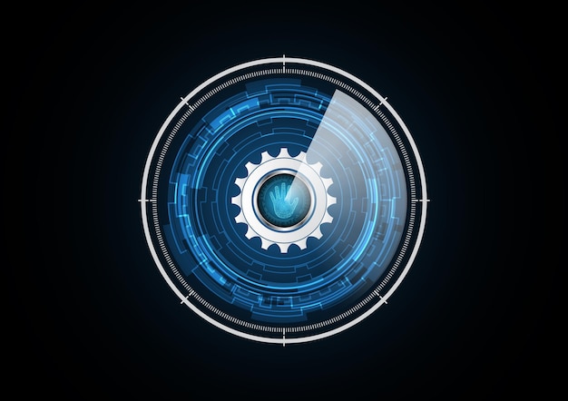 Technology abstract future hand gear radar security circle background vector illustration