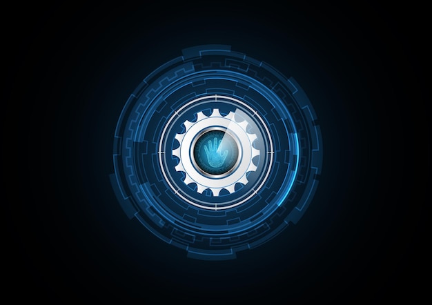 Technology abstract future hand gear radar security circle background vector illustration