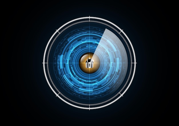 Technology abstract future lock eye radar security circle background vector illustration