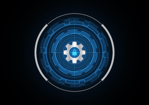 Technology abstract future lock gear radar security circle background vector illustration