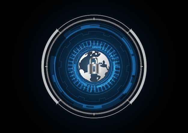 Technology abstract future lock globe radar security circle background vector illustration