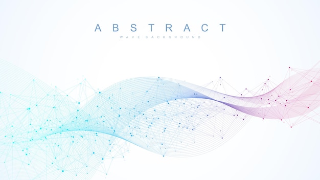 Technology abstract lines and dots connection background Connection digital data and big data concept Digital data visualization Vector illustration