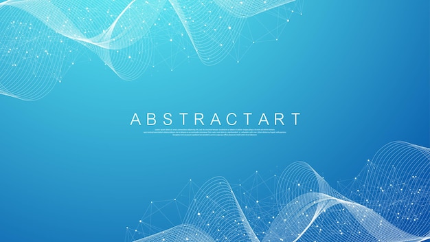 Technology abstract lines and dots connection background Connection digital data and big data concept Digital data visualization Vector illustration