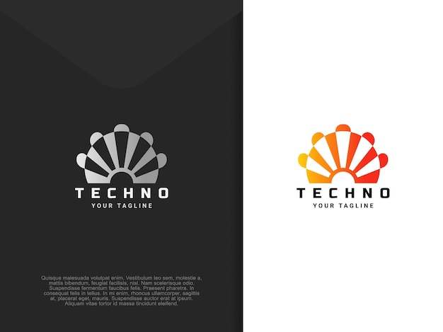 Technology abstract logo design sunrise concept