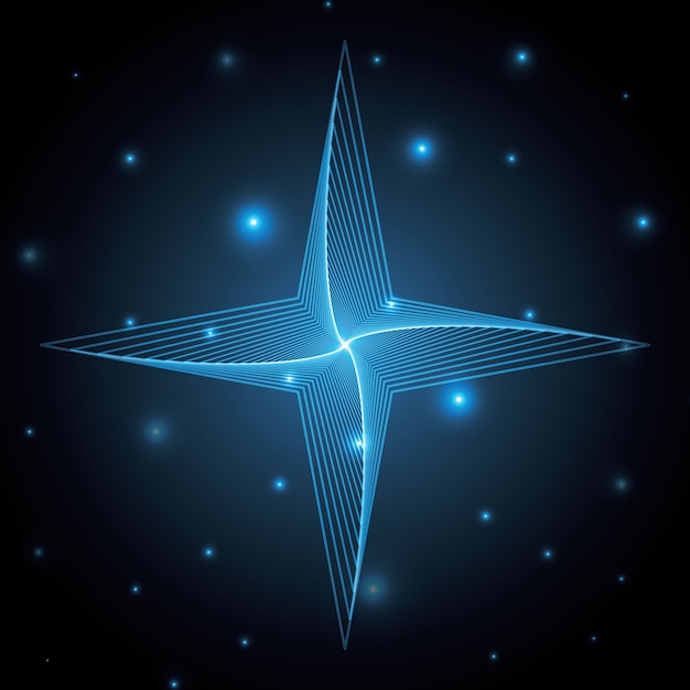 technology abstract star geometric line art vector illustration