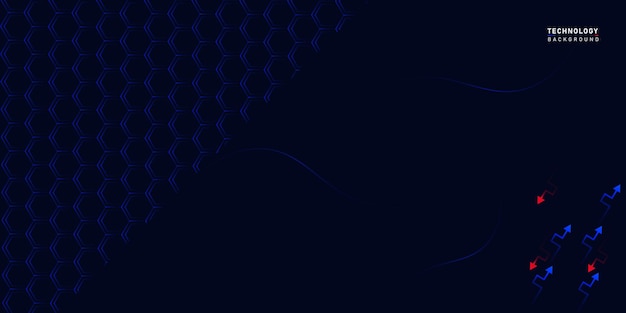 Technology background design with blue neon Hexagons pattern and arrow shape, blue background vector