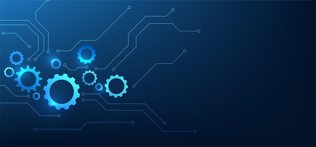 Vector technology background of drive various gears connected by circuit lines conveying the collaboration