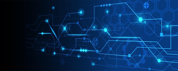 Technology backgroundCircuit board with the light dark blue