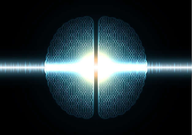 technology binary brain wave light