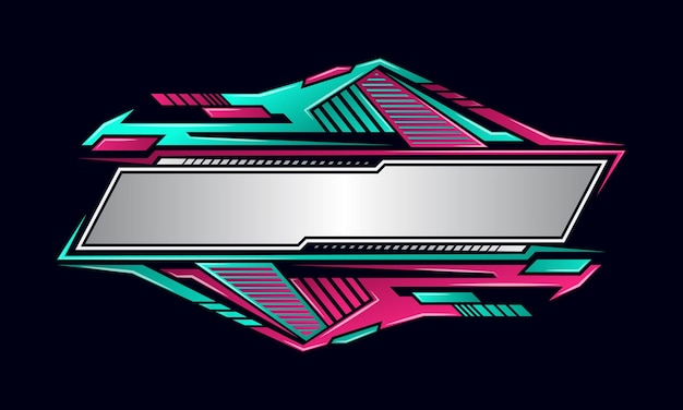 Vector technology blank banner racing sport logo badge futuristic blank border