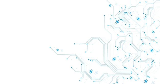 Vector technology blue circuit diagram on white background hightech circuit board connection systemvector abstract technology on white background