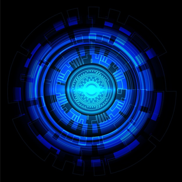 Technology blue line circle circuit cyber future system energy black design modern creative vector