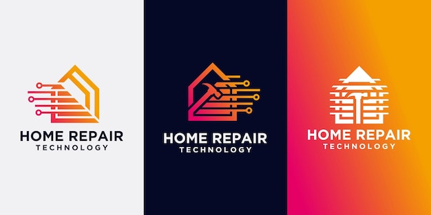 Technology Building Construction logo Home Improvement logo Construction with technology concept